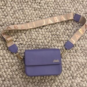 Jabali Lavender Purple Real Leather Crossbody Bag with Removable Tan Strap
